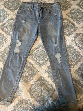Angels Light Blue Distressed Skinny Jeans